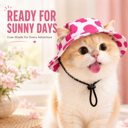 🐾 Adjustable Pet Bucket Sun Hat – Cute Outdoor Visor 👒
