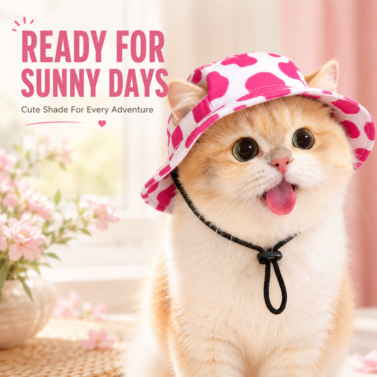 🐾 Adjustable Pet Bucket Sun Hat – Cute Outdoor Visor 👒