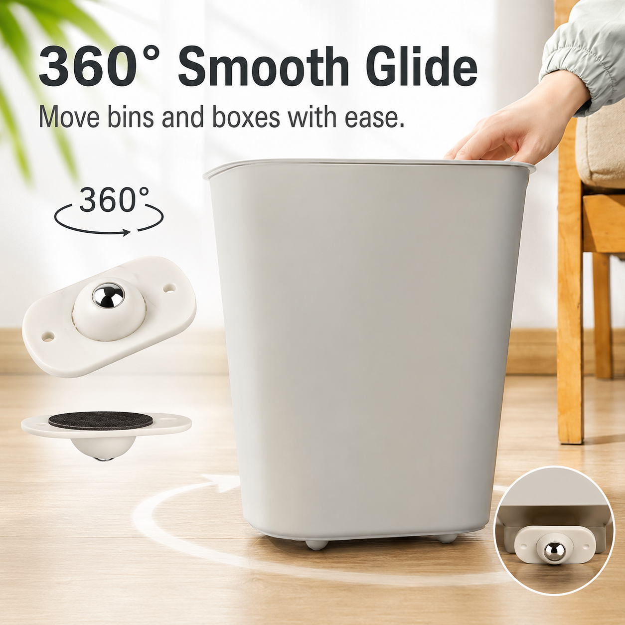 ✨ 360° Stick-On Caster Wheels – Move Boxes, Bins & Small Furniture Effortlessly