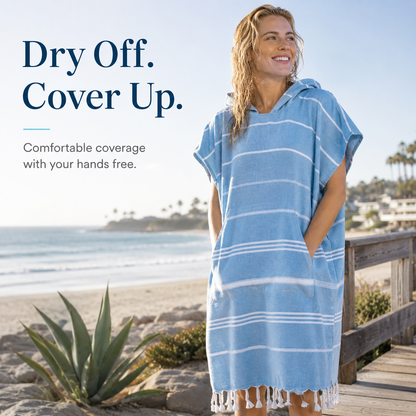 🏄 Hooded 100% Turkish Organic Cotton Beach & Surf Towel Poncho 🌊