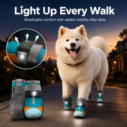 🐕 Breathable LED Light Dog Boots for Night Walking Paw Protection 🐾