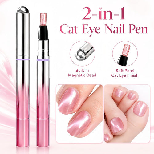 💅 2-in-1 Velvet Cat Eye Gel Nail Pen – Magnetic Shimmer Effect ✨