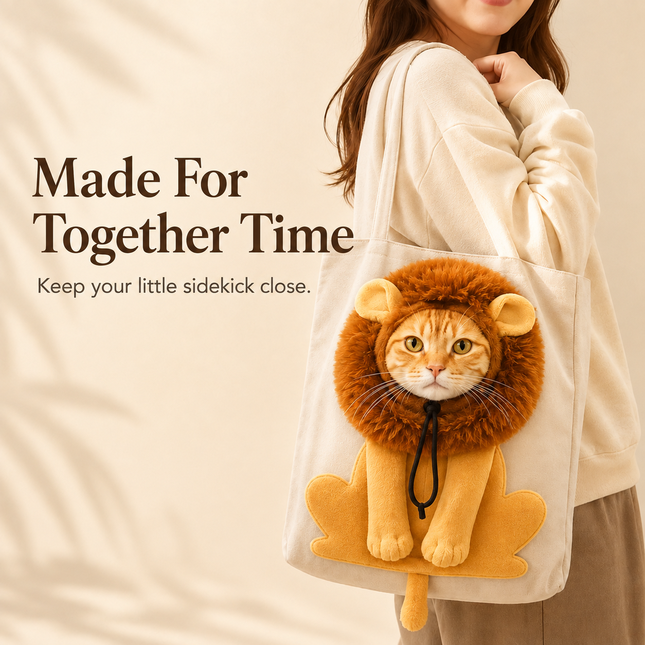 🐱 Cartoon Character Cat Carrier Tote – Face-Forward Shoulder Bag 📸