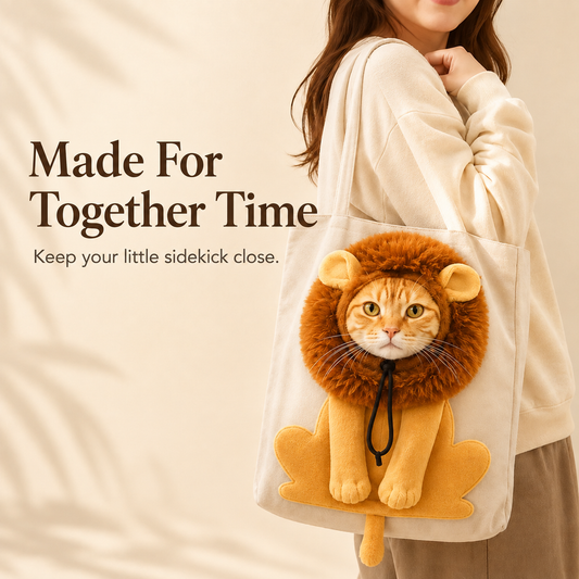 🐱 Cartoon Character Cat Carrier Tote – Face-Forward Shoulder Bag 📸