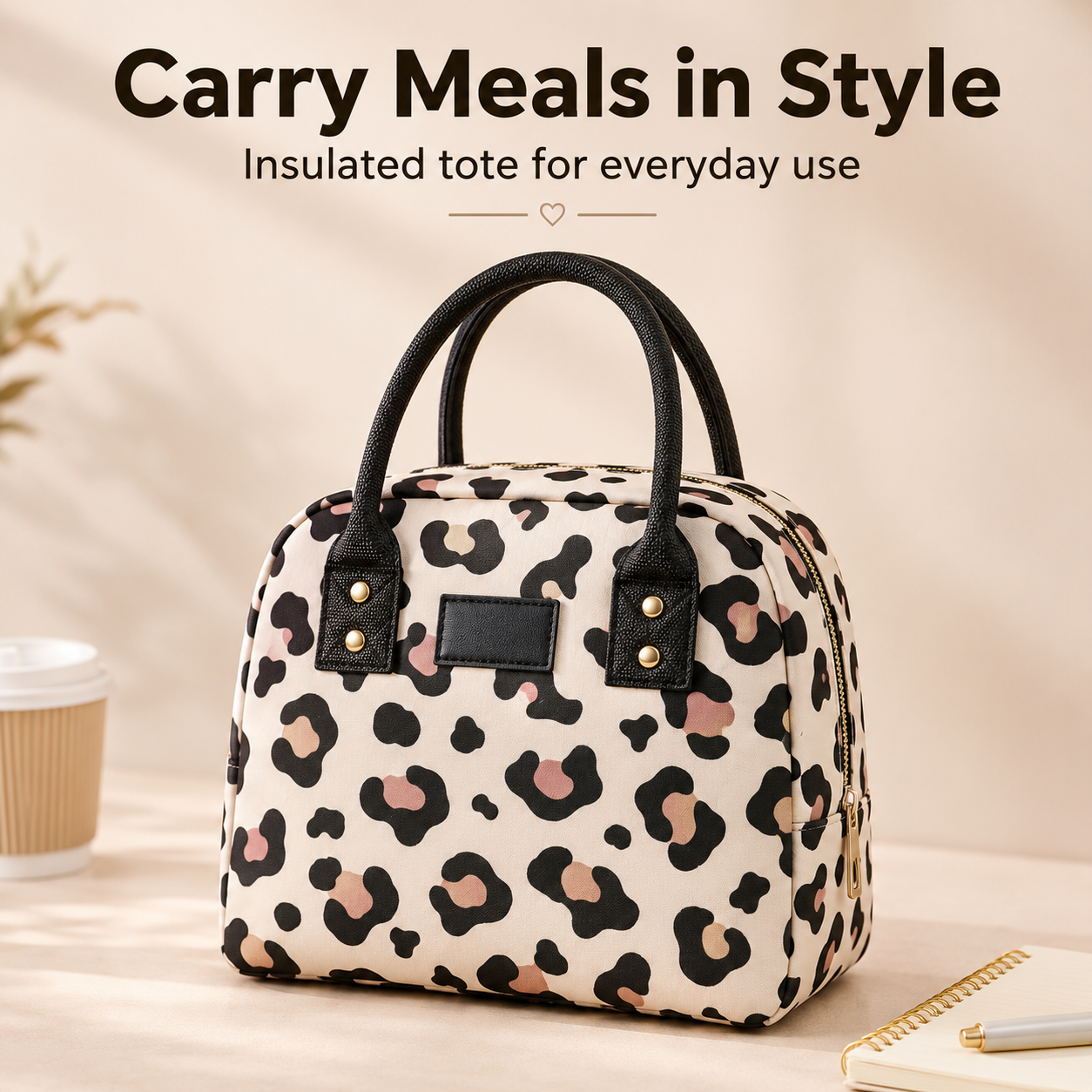 ✨ Leopard Insulated Lunch Tote Bag – Stylish, Spacious & Keeps Food Fresh On the Go