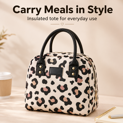 ✨ Leopard Insulated Lunch Tote Bag – Stylish, Spacious & Keeps Food Fresh On the Go