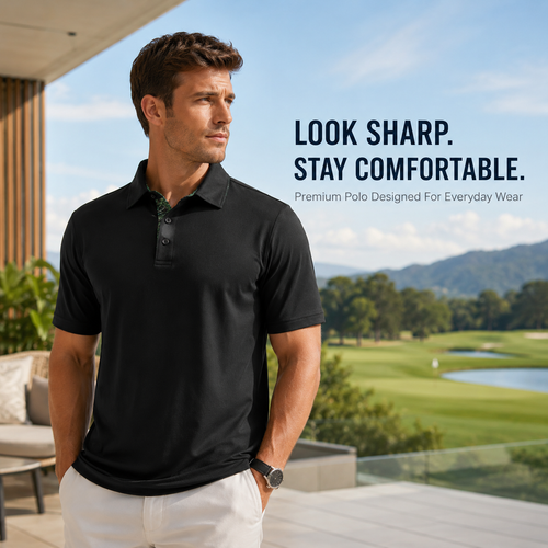 👔 Men's Breathable Stretch Polo Shirt | Cool, Comfortable & Sharp ✨