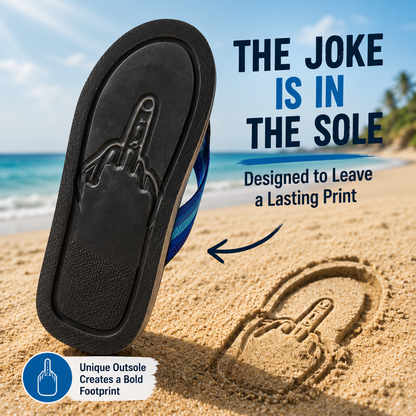 🚨50% OFF 🚨 Epic Beach Prank! Novelty Middle Finger Footprint Flip Flops 🏖️🖕