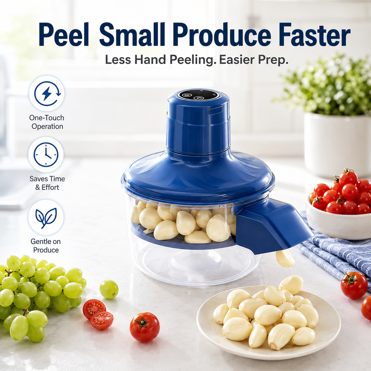 🧄 Electric Automatic Garlic & Fruit Peeler Machine 🍇