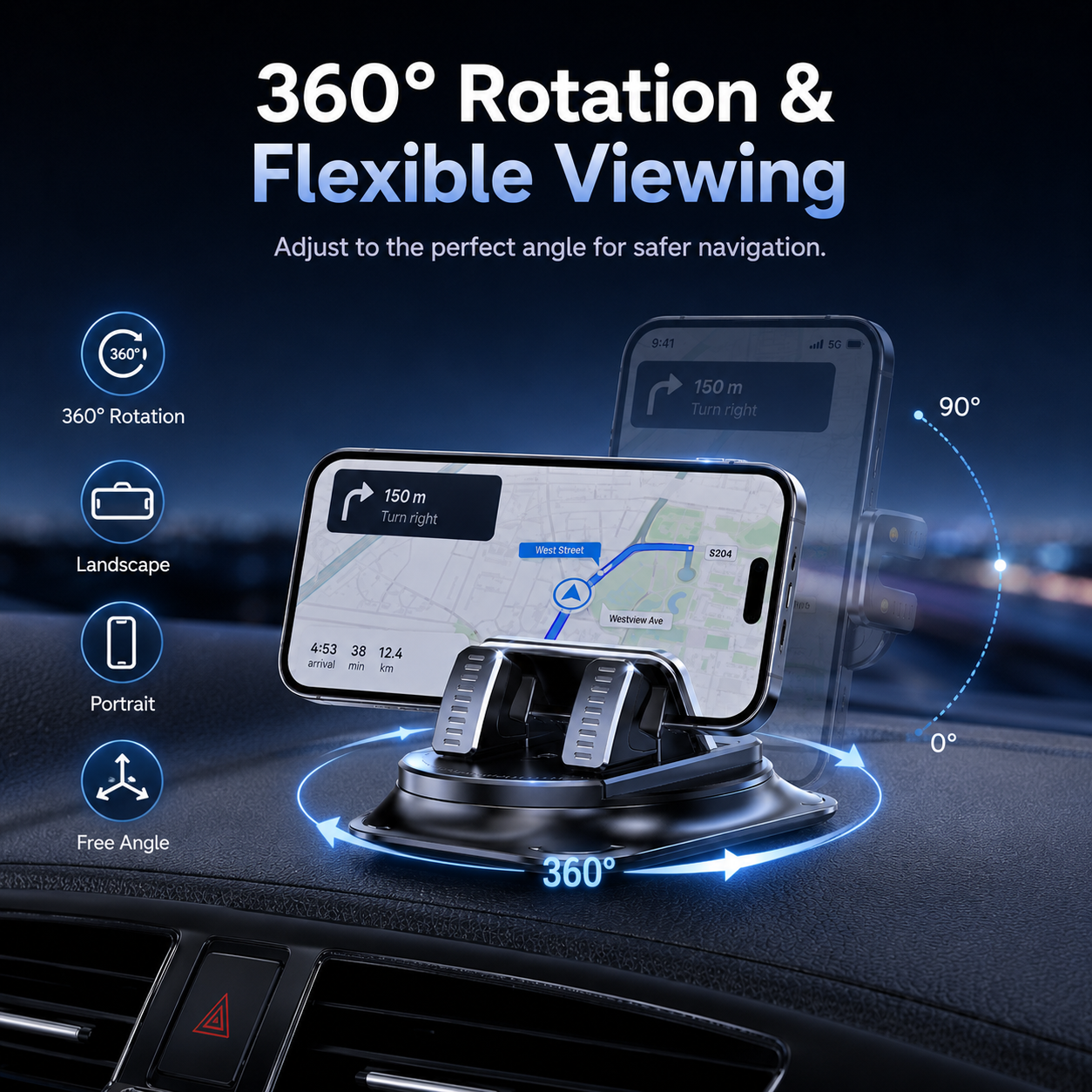 🔥 Best Seller | 360° Anti-Shake Car Mount - Rock-Solid 🚗