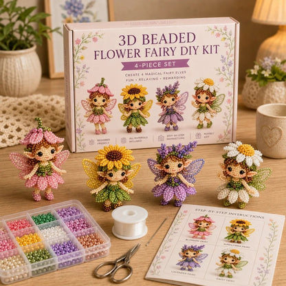 🎄 3D Beaded Christmas Cat DIY Craft Kit Set of 4 Handmade Ornaments 🐱