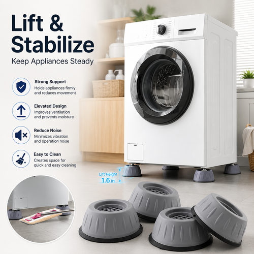 🌟 Anti-Vibration Appliance Foot Pads – Lift, Stabilize & Protect Your Floors