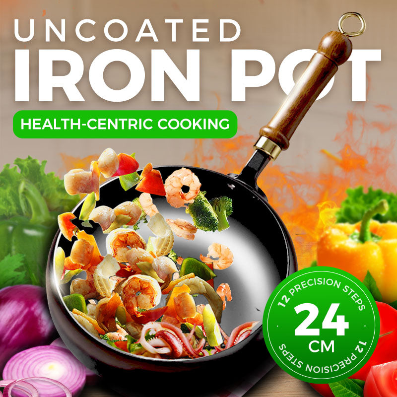 🍳 Uncoated Cast Iron Wok – Deep Iron Cooking Pan