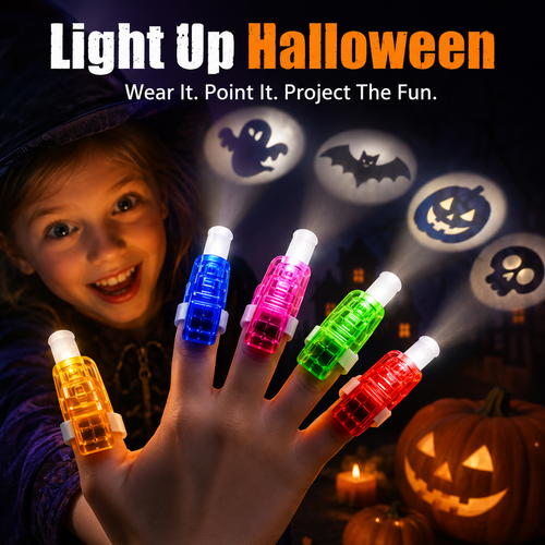 🎃 36-Piece Halloween LED Finger Projection Lights Set for Party Favors 👻