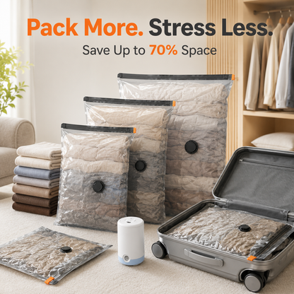 🚀 Wireless Compression Bags with Mini Pump – Save 70% Space 🧳✨