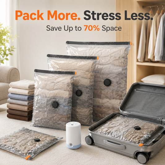 🚀 Wireless Compression Bags with Mini Pump – Save 70% Space 🧳✨