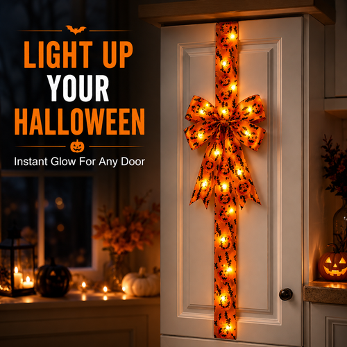 🎃 Light-Up Halloween Bow with Warm LEDs ✨