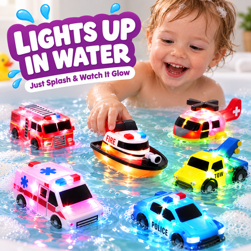 🛁 Water-Activated Light-Up Floating Bath Toys (6 PCS) – Mold-Free Sensory Tub Toys ✨
