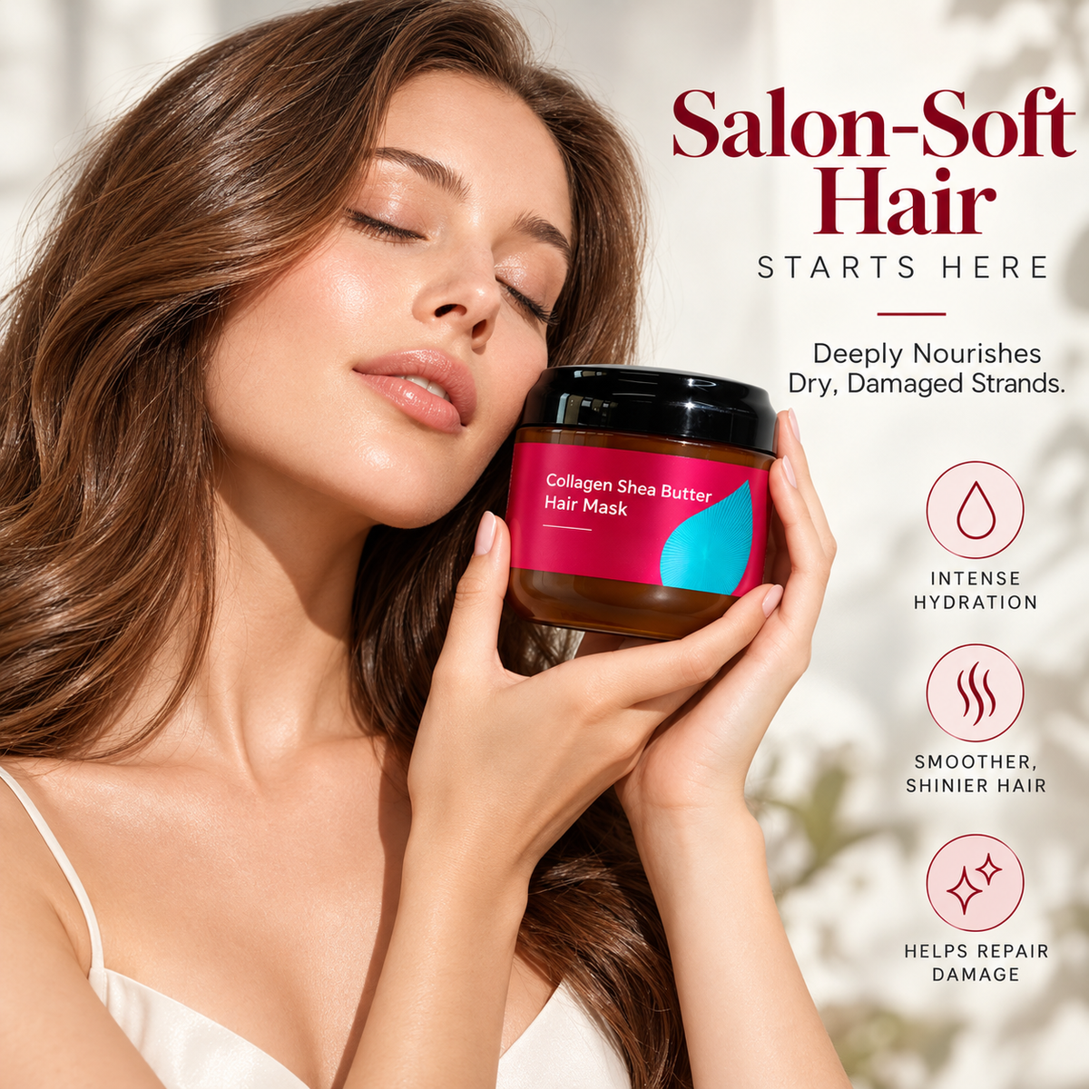 🔥 Collagen Shea Butter Deep Moisture Hair Mask – Smooth, Soften & Revive Dry, Frizzy Hair