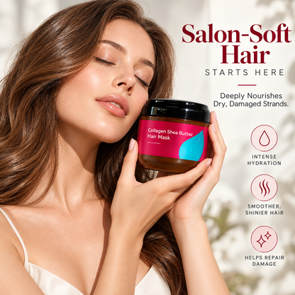 🔥 Collagen Shea Butter Deep Moisture Hair Mask – Smooth, Soften & Revive Dry, Frizzy Hair