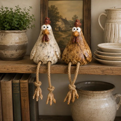 ✨ Rustic Farmhouse Chicken and Goose Shelf Sitters with Swinging Legs 🐔
