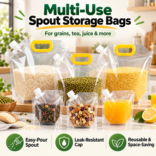 🥣 Reusable Spout Storage Bags – Pour, Store & Organize with Ease