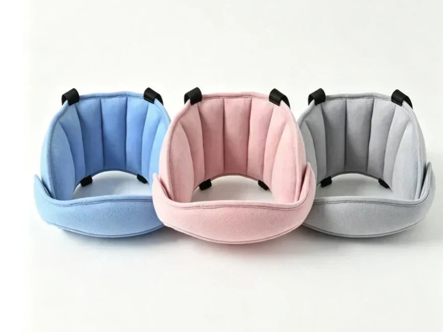 🧸 Kids Plush Head Support Strap – Adjustable Travel Nap Band With Side Cushions