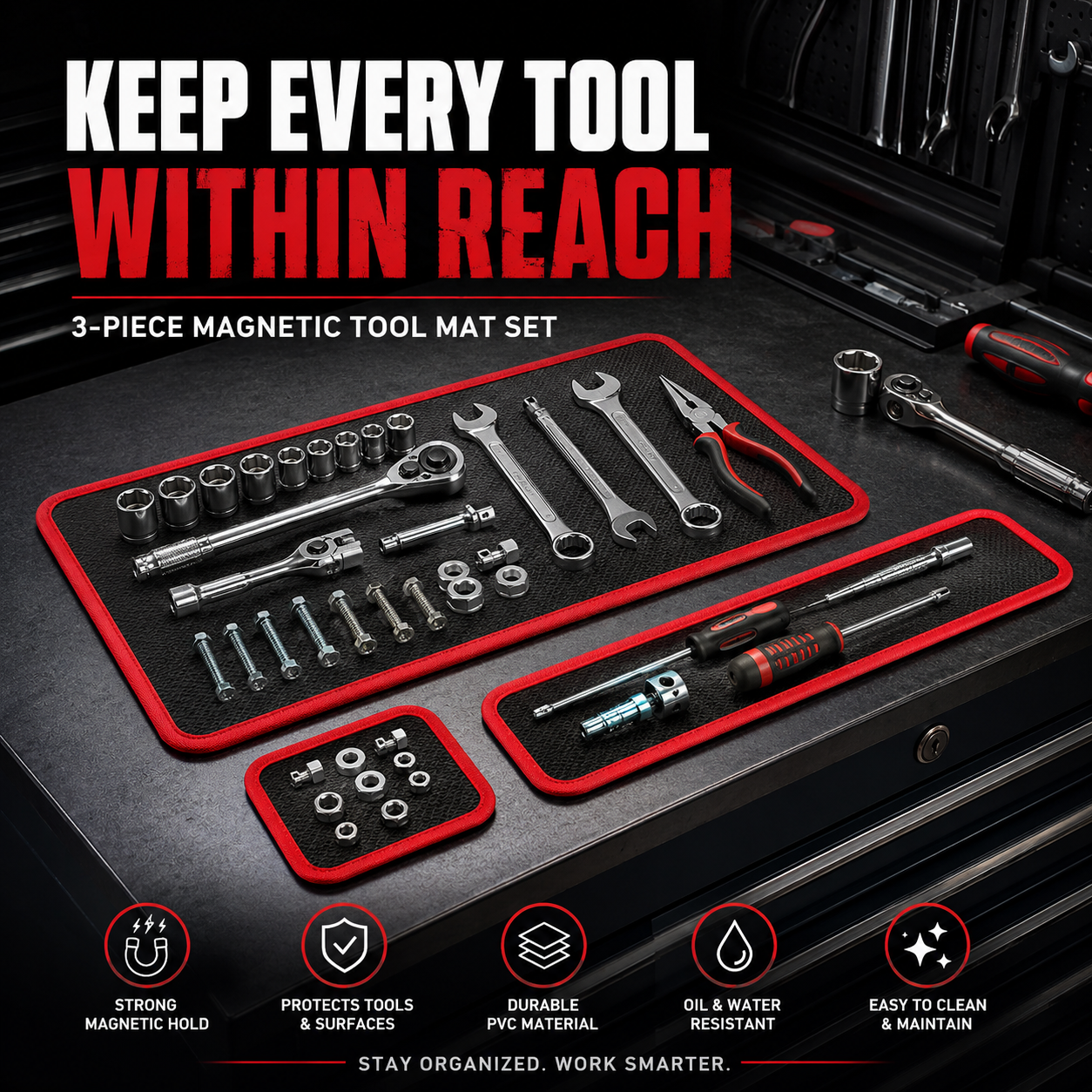 🔥 Father’s Day Magnetic Tool Mat – Keep Screws Sockets & Tools Locked in Place