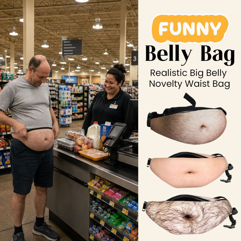 😂 Funny Realistic Big Belly Waist Bag – Novelty Dad Bod Fanny Pack 🎁