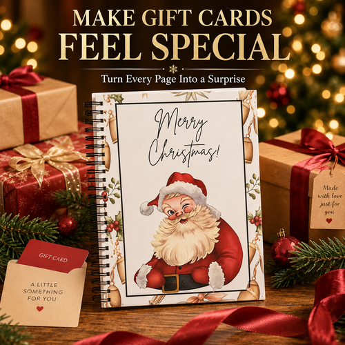 🎄 Spiral-Bound Christmas Gift Card Book with 12 Themed Pages 🎁