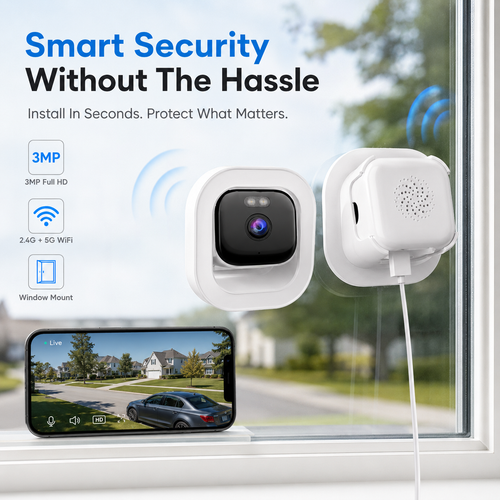 📹 Smart Window-Mounted Security Camera – 3MP Dual-Band WiFi Cam ✨