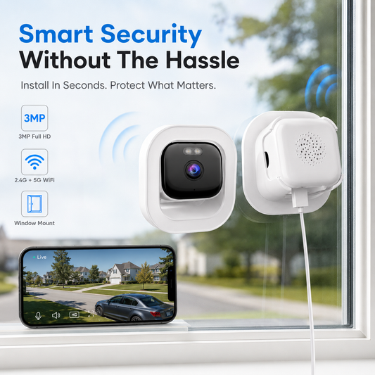 📹 Smart Window-Mounted Security Camera – 3MP Dual-Band WiFi Cam ✨
