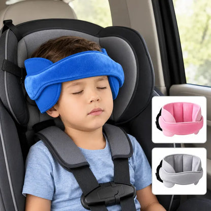 🧸 Kids Plush Head Support Strap – Adjustable Travel Nap Band With Side Cushions