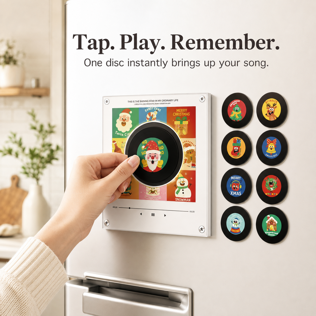 🎵 Magnetic NFC Acrylic Music Player with 9 Mini Vinyl Discs ✨
