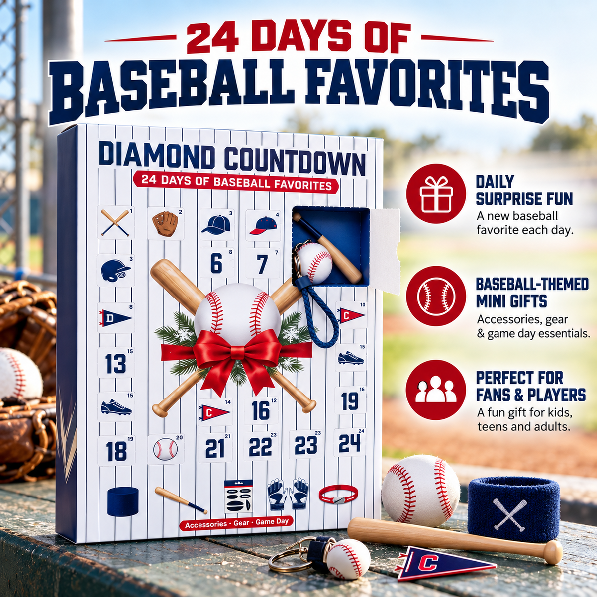 ⚾ 24-Day Baseball Advent Calendar – Daily Diamond Countdown Surprises