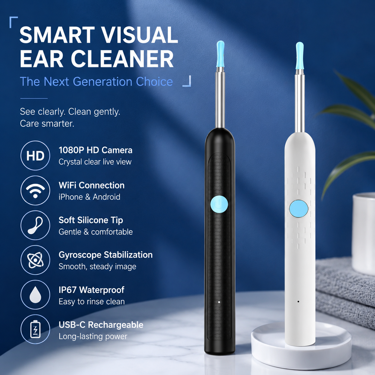 ⏰ 55% OFF Today | 👂1080P HD Wireless Ear Cleaner with Camera & Wi-Fi 📱