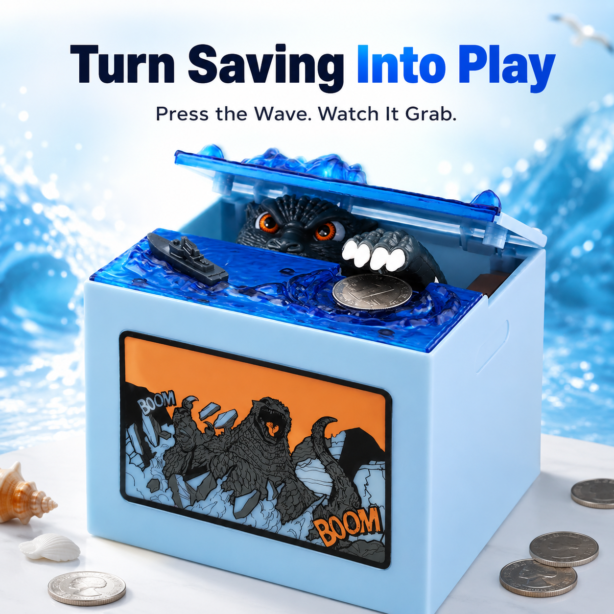 🎉 Buy 2 & Enjoy Free Shipping! 👾 Godzilla Monster Coin Bank 🪙