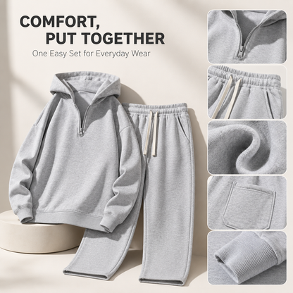 🧥 2-Piece Half-Zip Knit Hoodie & Straight-Leg Sweatpants Lounge Set 👖