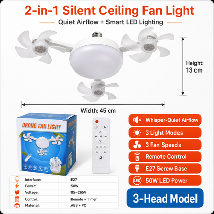 💥 55% OFF | Last Day ⏰ 🌬️ 2-in-1 Silent Ceiling Fan Light – Remote Control LED Fan with Foldable Blades & Timer 💡