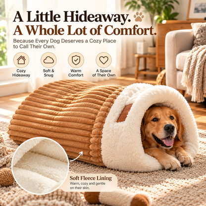 🐾 Cozy Cave Dog Bed – Plush Sherpa Hideaway with Soft Cushion & Non-Slip Bottom