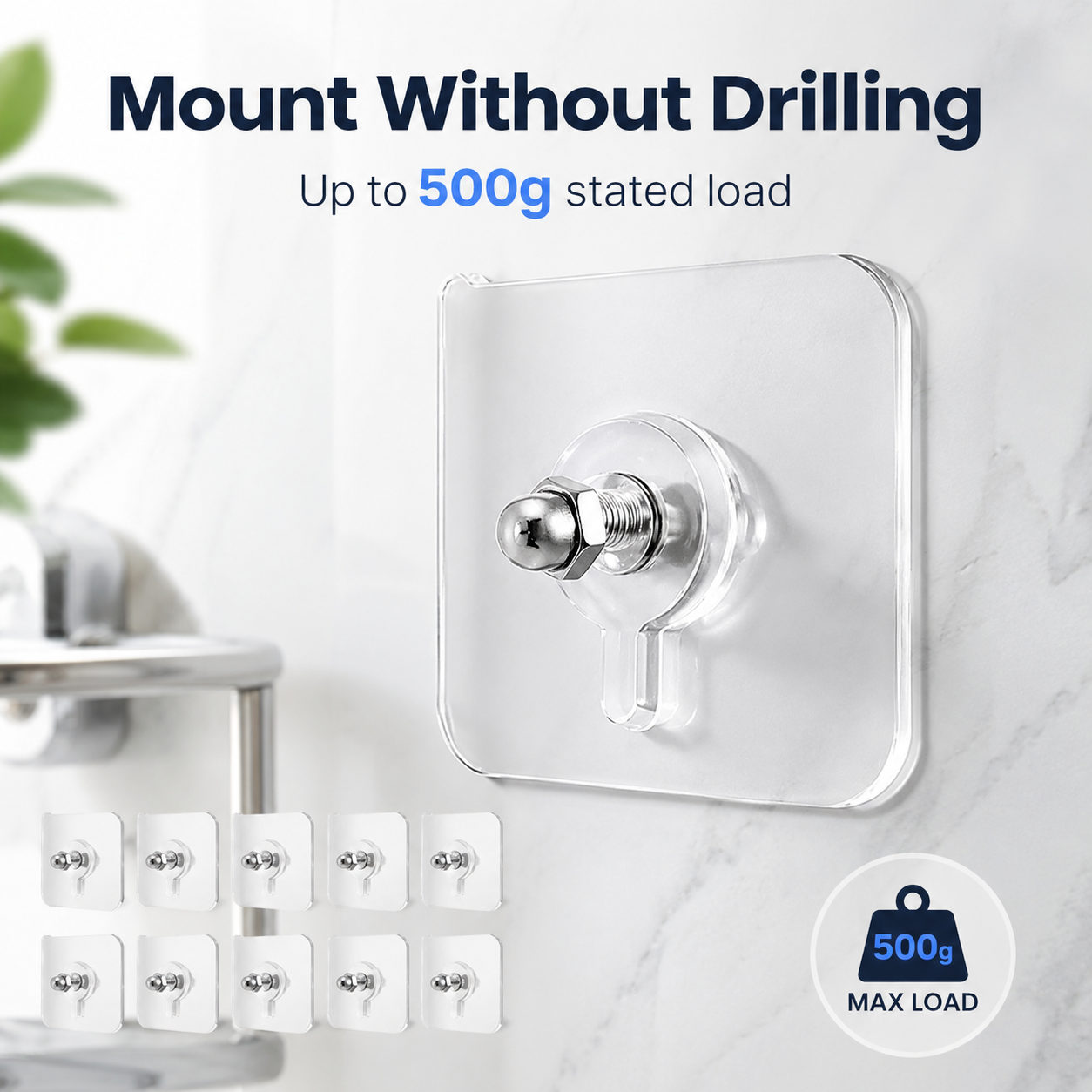 🔨 Self-Adhesive Threaded Wall Mount Screws for No-Drill Hanging 🔩