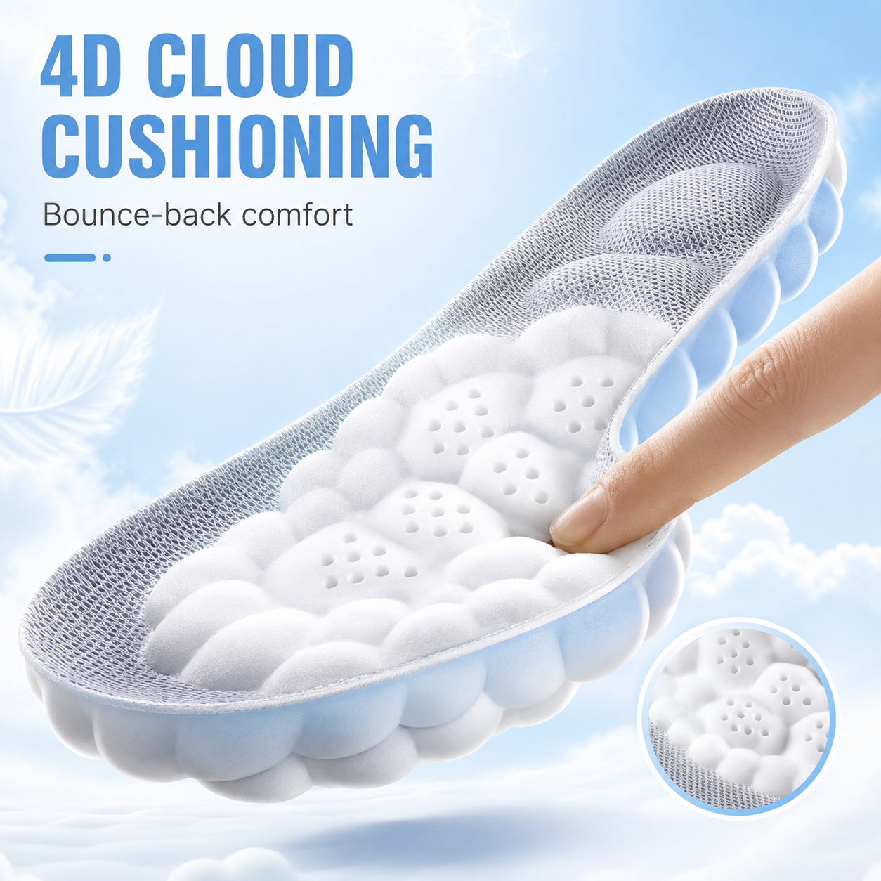 ☁️ 4D Cloud Technology Ultra Comfort Insoles