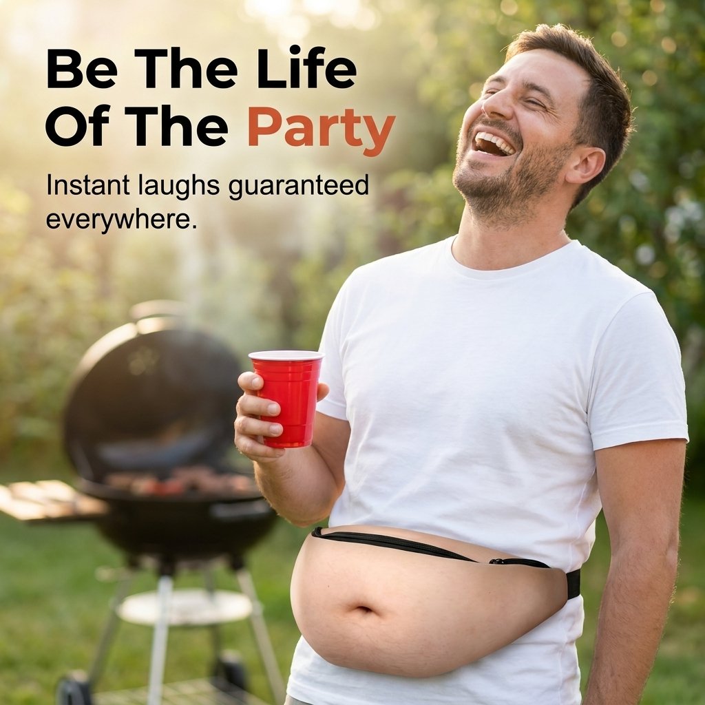 😂 3D Beer Belly Fanny Pack – Funny Waist Bag & Gag Gift 🎁