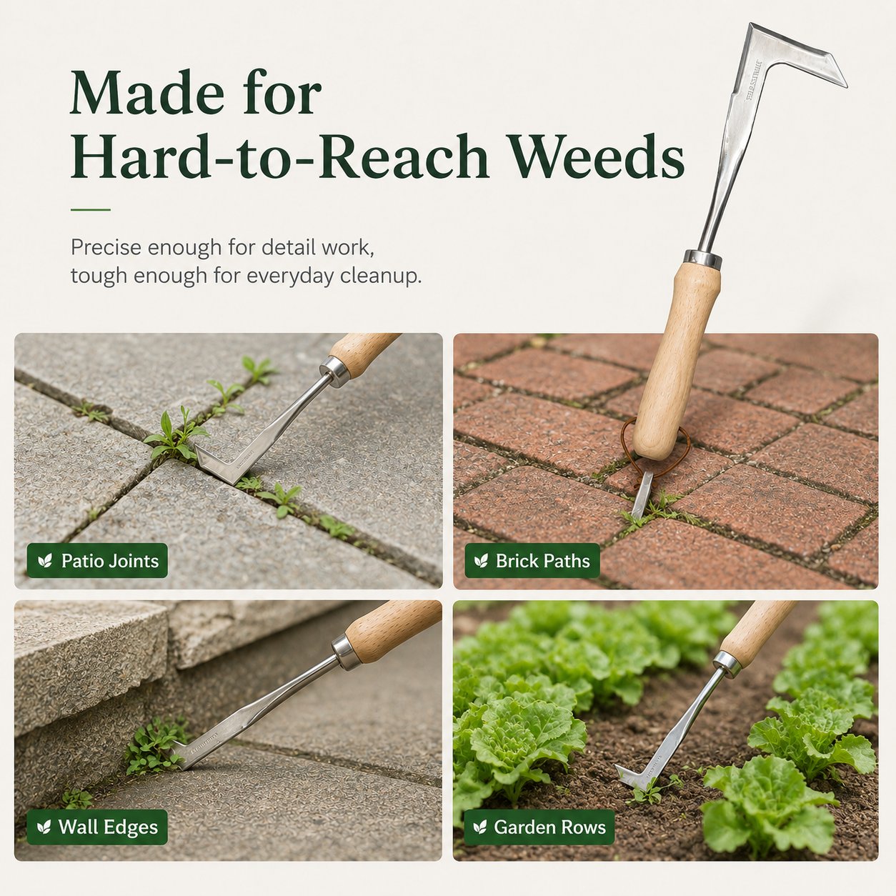 🌱 Crack Weed Remover Tool | Deep Root Puller 🚀 Stainless Steel Garden Weeder