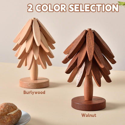 🌳 5-In-1 Foldable Bamboo Christmas Tree Trivet Set ♨️