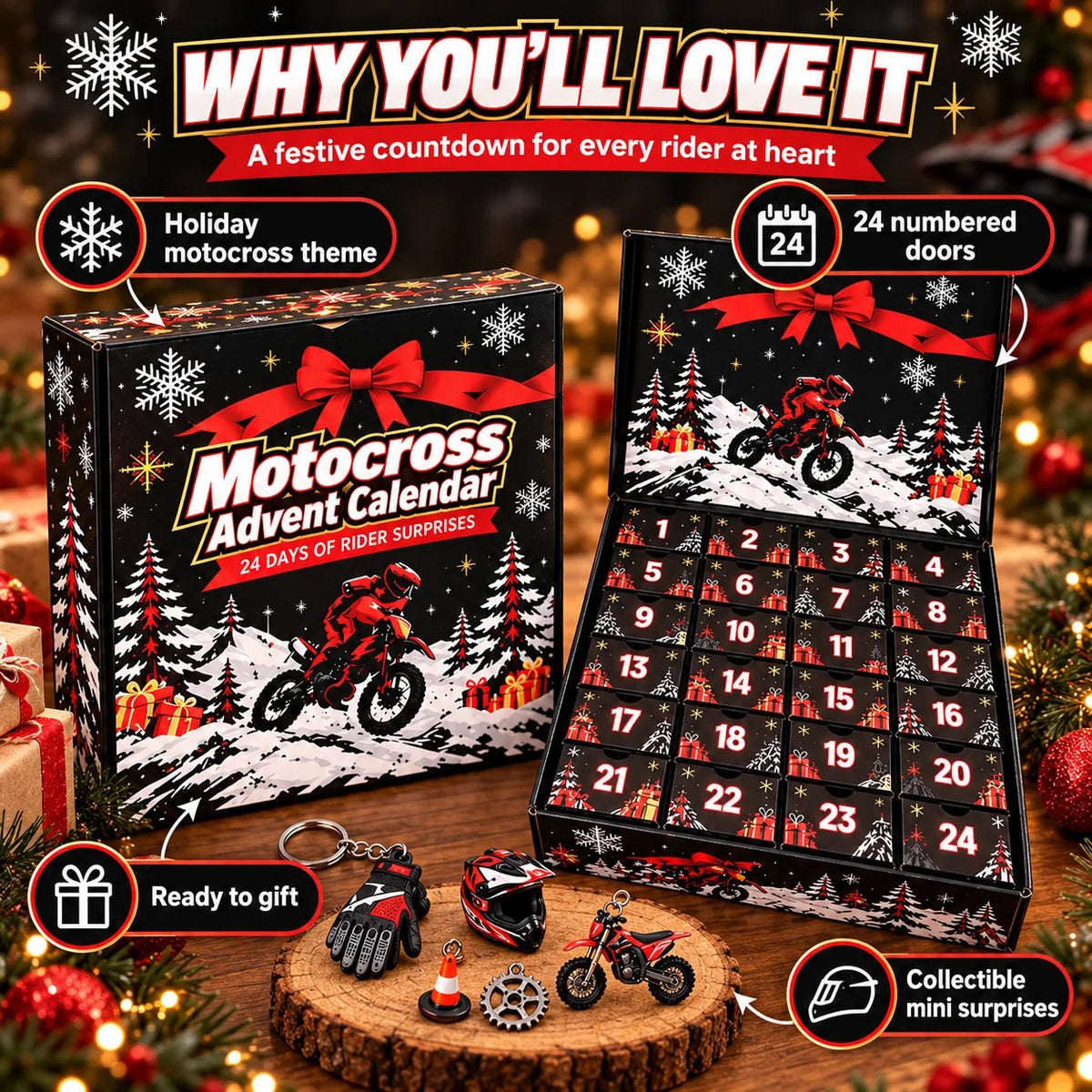 🏍️ MotoRush  24-Day Motocross Advent Calendar – Daily Rider Surprises for Bike Fans