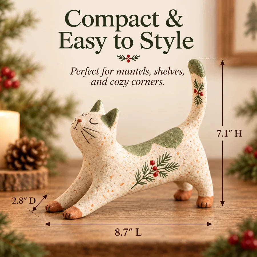 😽🐈 Woodland Christmas Cat Figurine