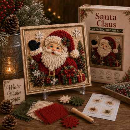 🔥 LAST DAY 50% OFF – 🎄 DIY 3D Fabric Poke Art Christmas Keepsake Kit – No-Sewing Holiday Craft with Display Stand ✨