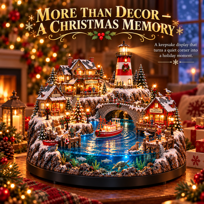 🌊 50%+ OFF Harborlight Christmas™ – Lighted Coastal Village with Lighthouse & Underwater Scene 🎄