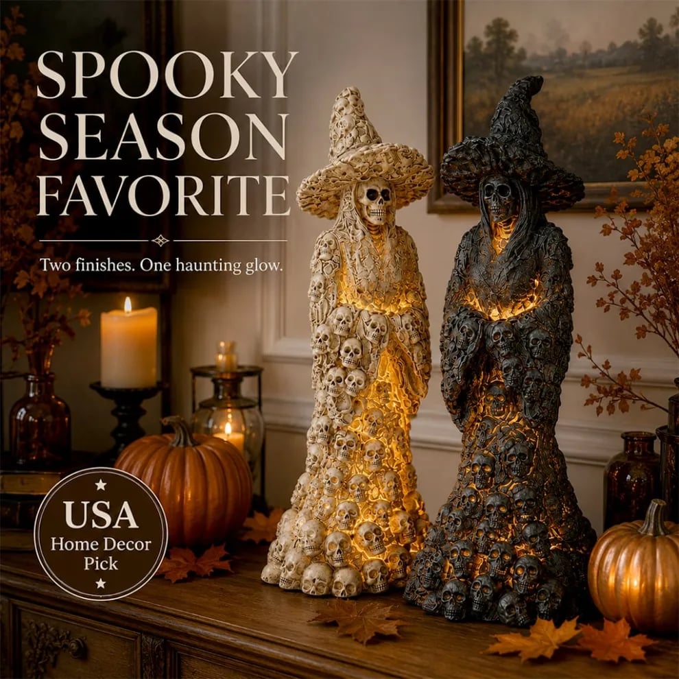 🔥HOT SALE 50% OFF✨🎃 Skull Witch Lantern Statue